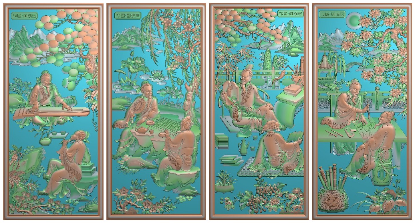 Carved picture JDP gray scale picture BMP computer engraving relief picture piano chess calligraphy and painting screen figure screen picture 25