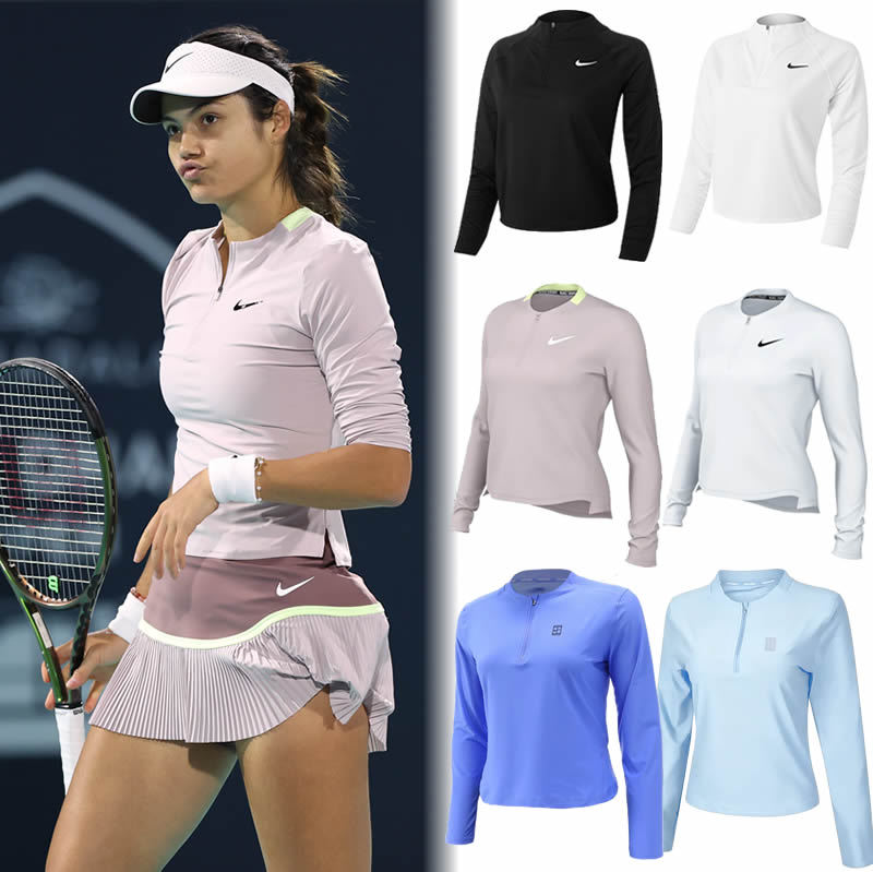 Nike Tennis Wear Women's Sports Quick-Drying Elastic Half-Zip Long-Sleeved T-Shirt Fv0258 Fz6738
