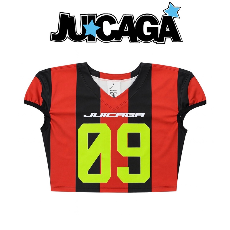 Juicaga Short Black and Red Rugby Jersey Shirt Vest, Vintage Color Scheme (Sold Out, Will Be Restocked)