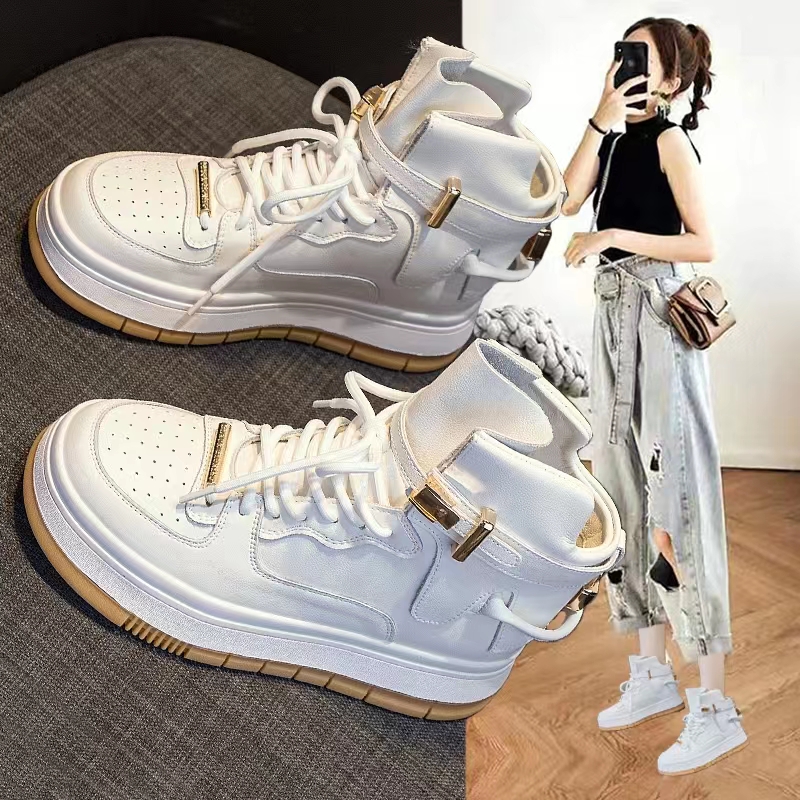 Купить Белая обувь, высокая модная спортивная обувь на платформе ...