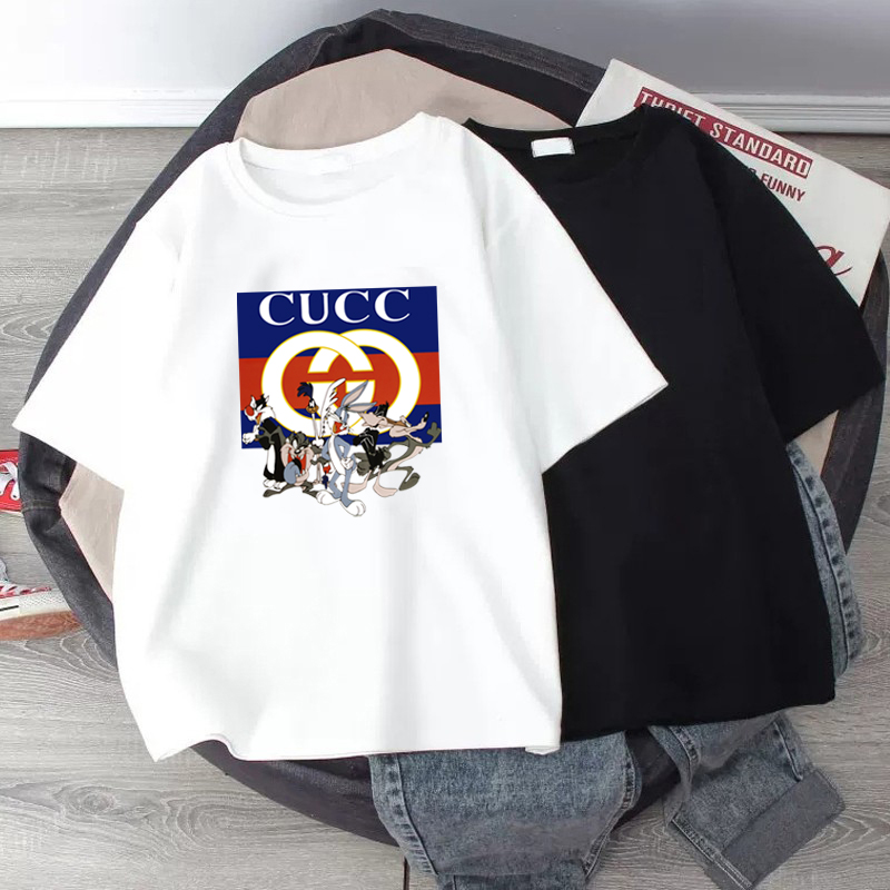 Brand discount women's clothing cabinet withdraw summer white pure cotton loose large version of short sleeve t-shirt for men and women