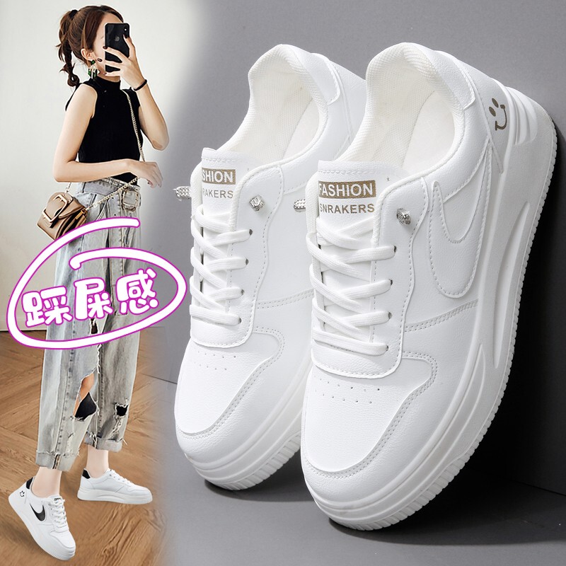 Laceless Women's Shoes 2026 New Genuine Leather White Shoes Popular Slip-On Sneakers Size 42 Large Size 41 to 43