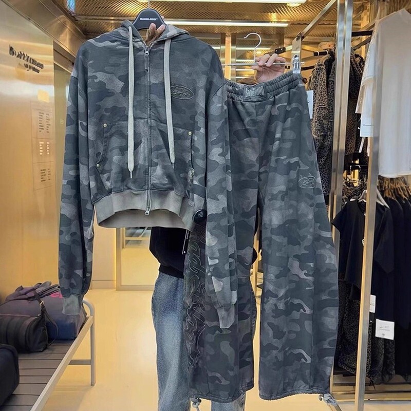 Korean Badblood American-Style Loose Camouflage Sweatshirt for Women, Niche Hoodie, Street Retro Sports Jacket Top Korean Badblood American-Style Loose Camouflage Sweatshirt for Women, Niche Hoodie, Street Retro Sports Jacket Top