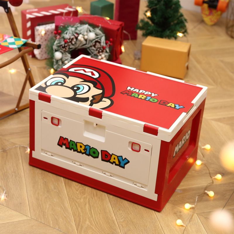 Mario Foldable Storage Box for Home Use, Plastic Car Trunk, Outdoor Camping, Snacks, Miscellaneous Items, Toys, Book Box