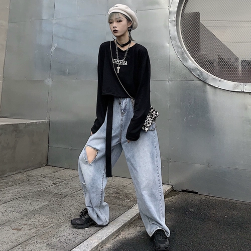 Брендовый короткий лонгслив в стиле хип-хоп, высокая талия, в корейском стиле