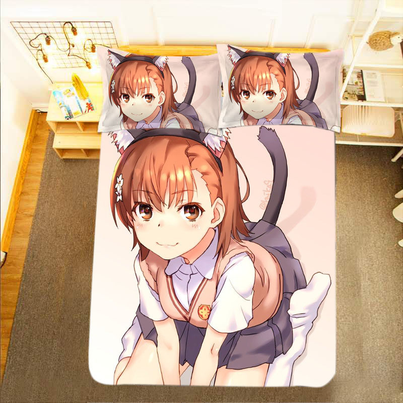 To customize Misaka Miqin gun sister bed single quilt cover student three-piece set of a scientific super electromagnetic gun anime peripheral