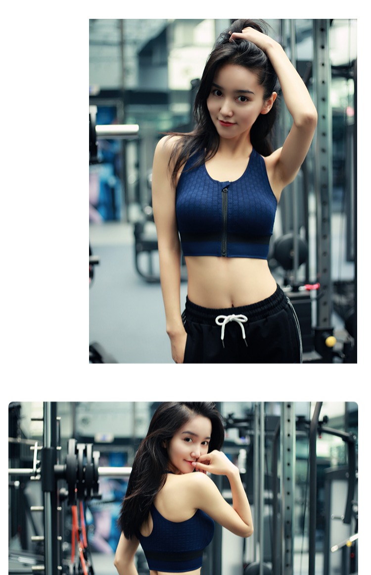 Phía trước dây kéo jacquard thể thao áo ngực nữ vẻ đẹp kiểu vest chống sốc tập hợp áo ngực chạy tập thể dục yoga đồ lót áo tank top gym