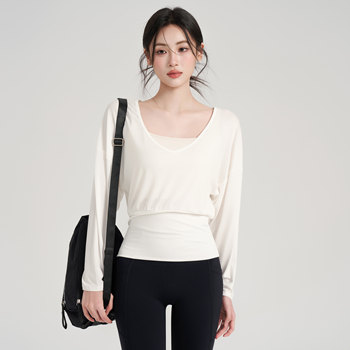 Yoga wear long sleeve women's bat sleeve sports fitness cover-up