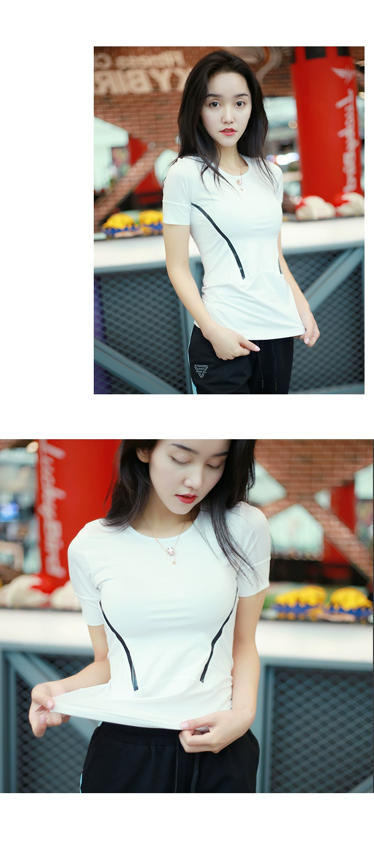 纹 Áo thun nữ tay ngắn nhanh khô thoáng khí mùa hè chạy bộ thể dục yoga co giãn Nửa tay áo bó sát áo tanktop nam khoét nách sâu