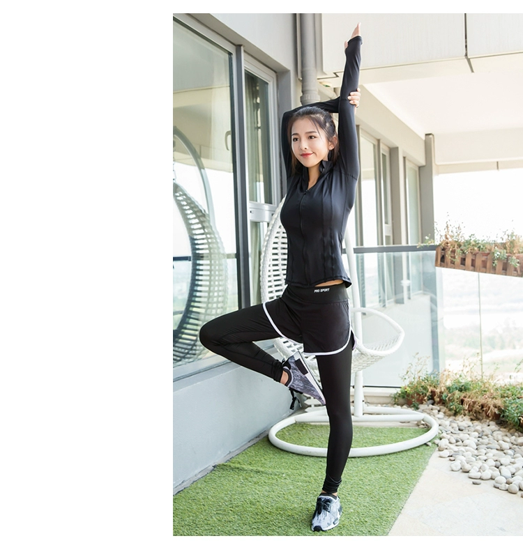 Mẫu áo khoác thể thao nữ nhanh khô thoáng khí quần áo yoga dài tay áo khoác dây kéo đứng cổ áo khoác chạy bộ quần áo thể dục