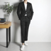 BIGGEZI British high street thin slim slim suit suit black sọc dọc tính khí giản dị phù hợp với hai mảnh - Suit phù hợp vest nam đẹp Suit phù hợp
