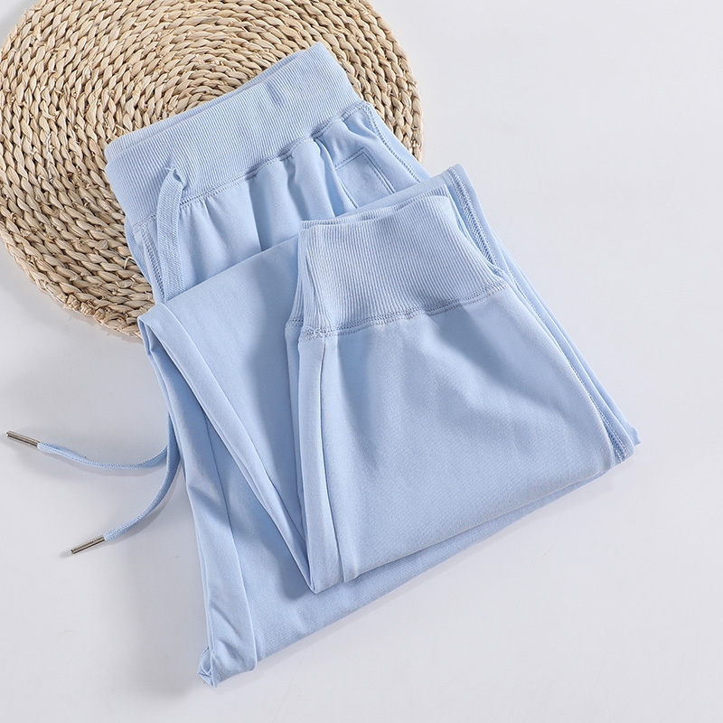 Blue Sports Pants for Women, Summer Thin Loose Jogger Pants, 2025 New Pure Cotton Long Pants, Slimming Casual Sweatpants