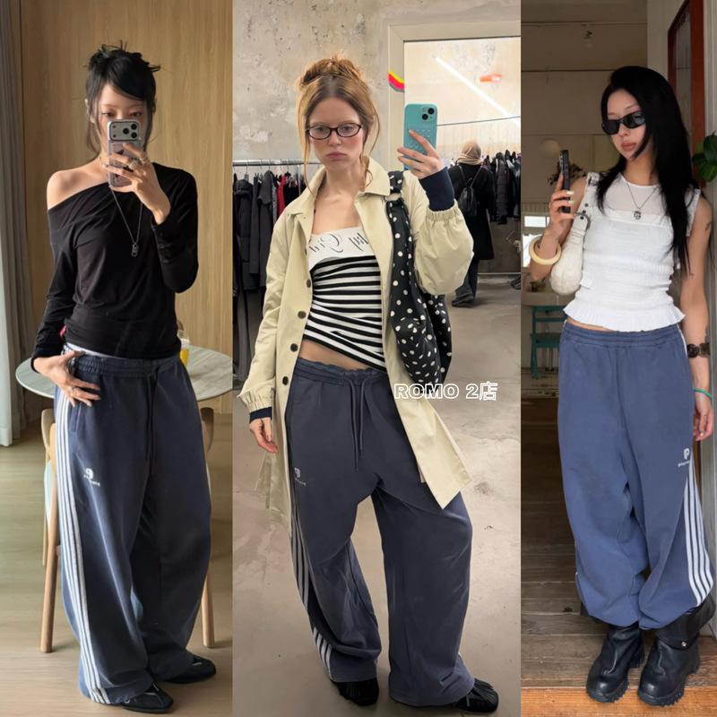 Pioneer Trendy Brand Early Autumn ins Style Loose Casual Versatile Wide-Leg Pants Unisex Four-Stripe Sweatpants Now Pioneer Trendy Brand Early Autumn ins Style Loose Casual Versatile Wide-Leg Pants Unisex Four-Stripe Sweatpants Now