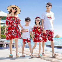 Beach travel parent-child wear summer style 2023 family of three suits casual wear mother and daughter style dress family wear
