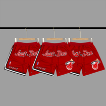 Vicxx produced Just Don Miami Red HEAT HEAT embroidered mesh basketball shorts five-point pants