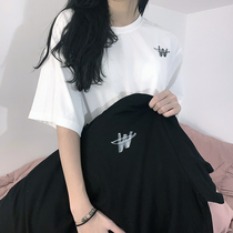 We11done shoulder W letter text short sleeve Welldone Korean loose couple Tide brand print round neck T-shirt