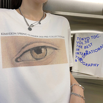 Vicxx produced KIMHEKIM eye print loose Korean short sleeve trend fashion brand men and women Summer INS Wind