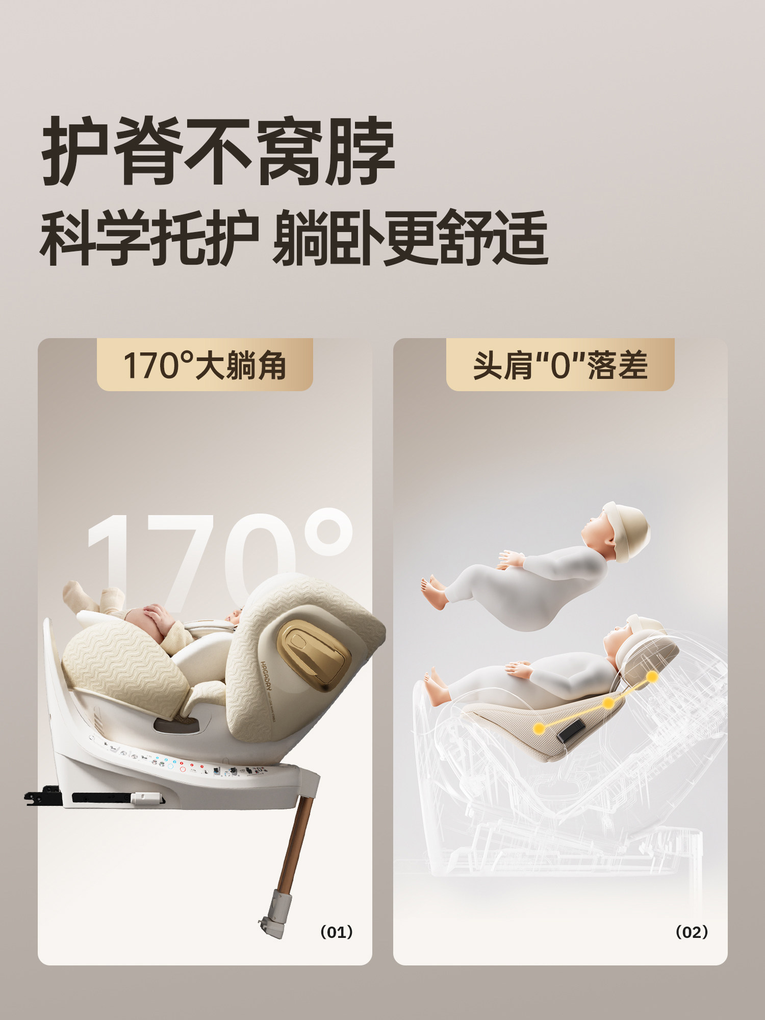 Hagaday Hakada Safety Seat for Infants, Smart Travel 3, Car Seat for Children Aged 0-12, Can Be Used in the Car with Ventilation