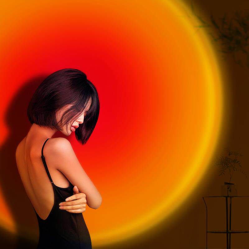 Sunset lamp fill light net red sunset lamp floor lamp living room projection sun does not set lights creative art bed head afterglow sun does not set lights room atmosphere photo projection sunset lights warm