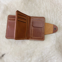 Genuine Leather Leather Wallet Wallet Pure Handmade Head Layer Bull Leather Stock Short Money Clip Wallet Multi-Position Card Bag Zero Money Bag