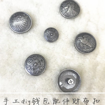 Silver plated financial cloth Buttoned Tannic Leather Leather Silver Buttoned Indian Tangusa Screw Buttoned Wallet Decorative Buckle