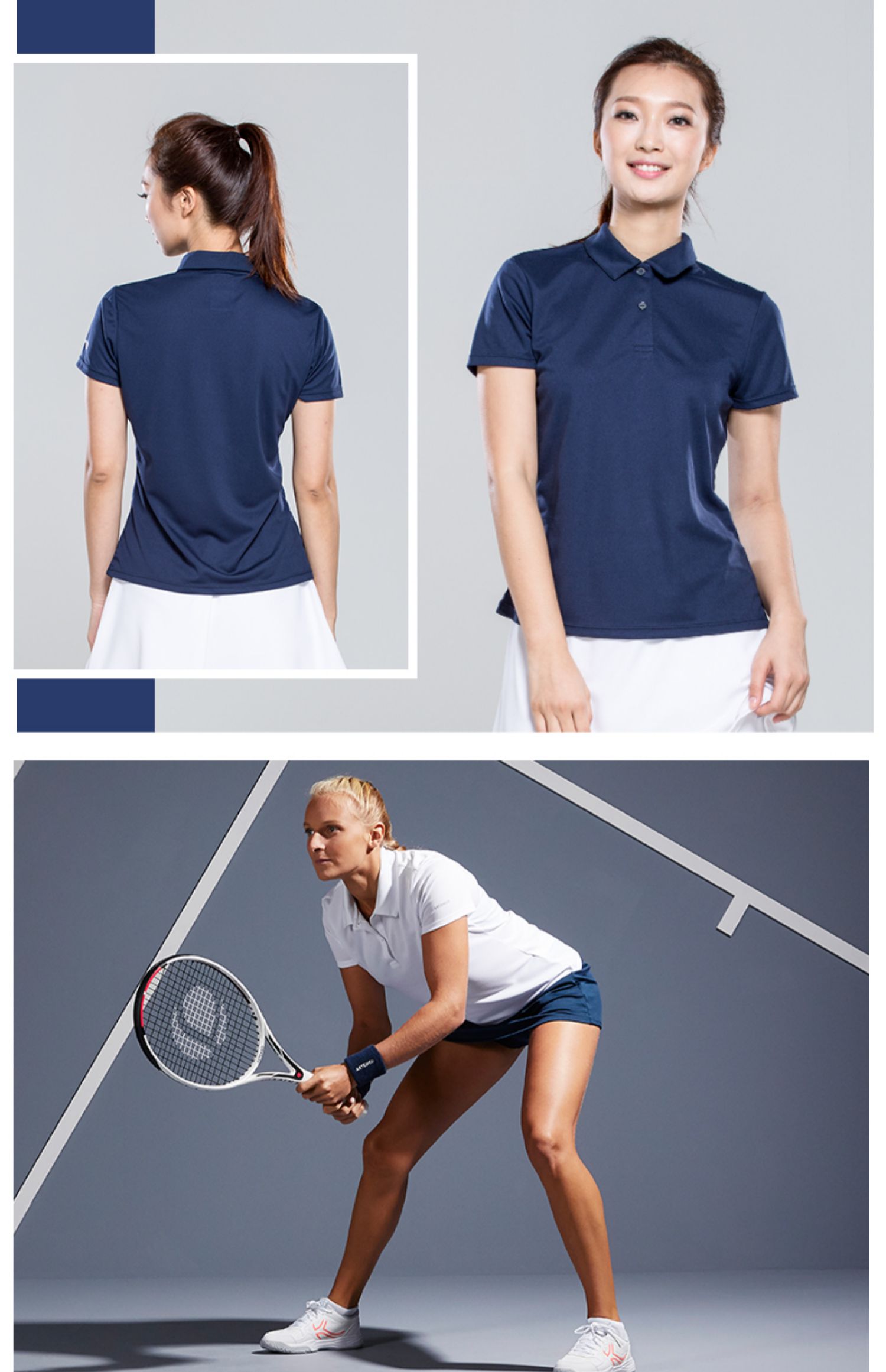 Decathlon thể thao Áo thun mùa hè ve áo phụ nữ nhanh khô Áo sơ mi ngắn tay ngắn tay nửa nhóm được xây dựng mười - Áo phông thể thao tank top nam