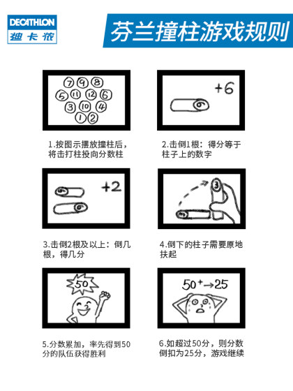 迪卡侬芬兰撞柱户外运动团建游戏露营娱乐益智玩具木柱木棋子OVTT