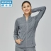 Áo khoác Decathlon nữ thể thao giản dị màu đen cotton tập thể dục kéo dài mùa xuân và mùa thu đứng cổ áo khoác dây kéo là mỏng GYPW - Áo khoác thể thao / áo khoác Áo khoác thể thao / áo khoác