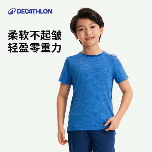 Летняя быстросохнущая детская спортивная дышащая футболка для мальчиков, короткий рукав, детская одежда, для бега, защита от солнца