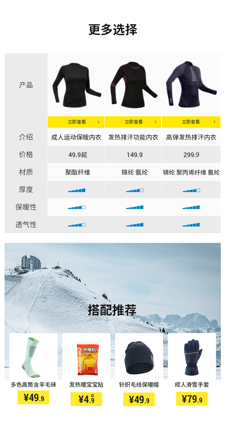 迪卡侬 WEDZE Flowfit 速干保暖内衣 图8