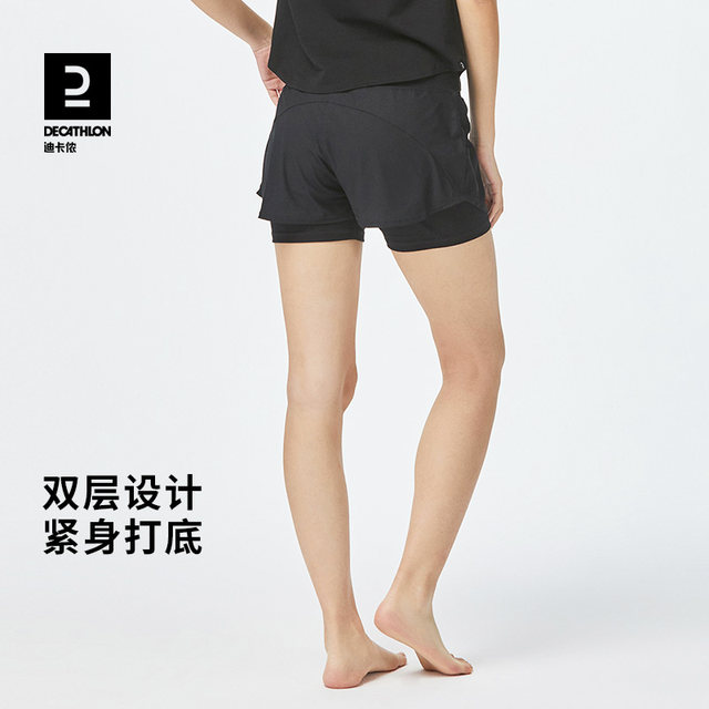 Decathlon sports shorts women's summer anti-exposure pants pure cotton yoga pants lined running fitness pants SAY3