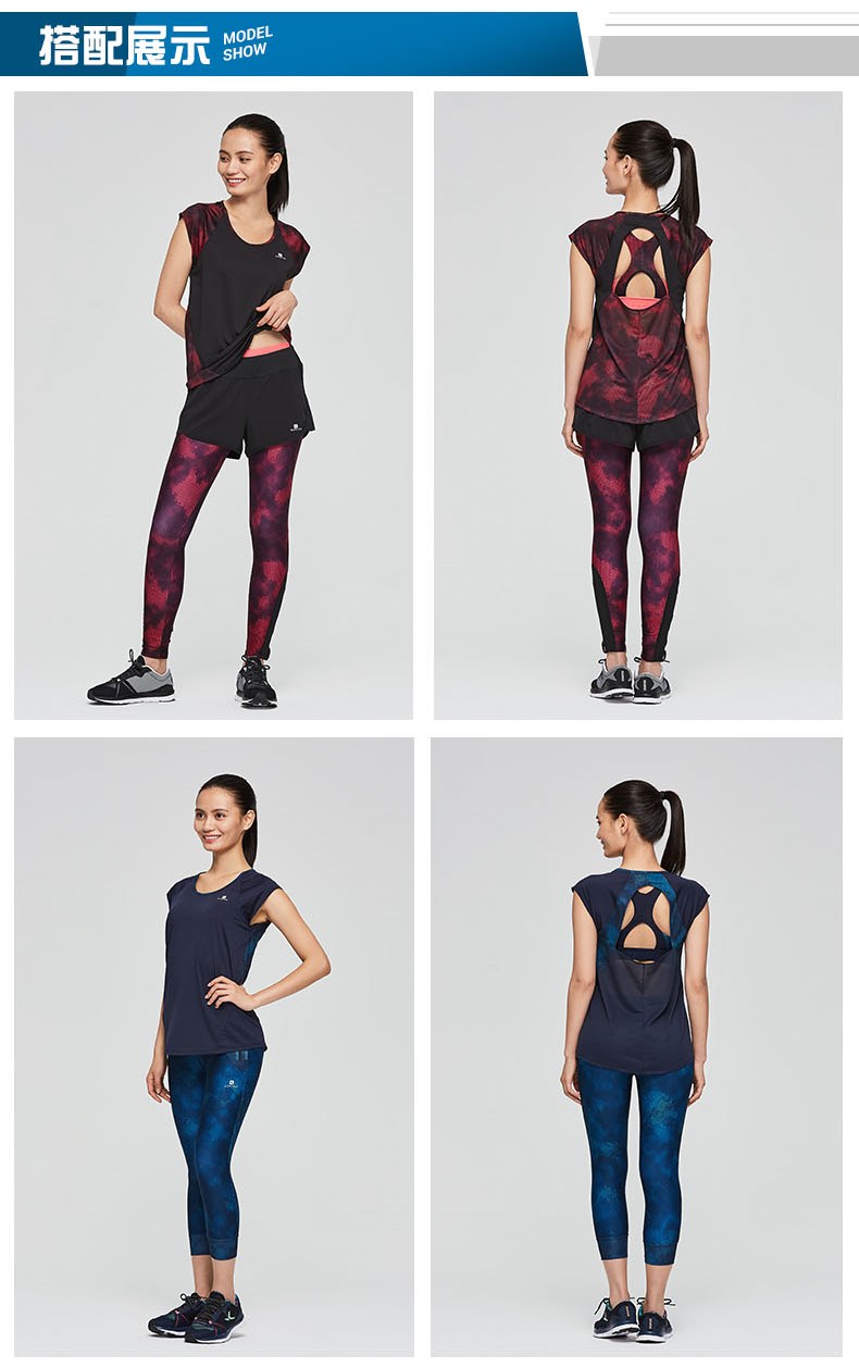 Decathlon thể thao Áo thun nữ đẹp trở lại thể dục lỏng lẻo tự tu luyện nhanh khô thể thao tay áo ngắn FIC WE áo thun reebok