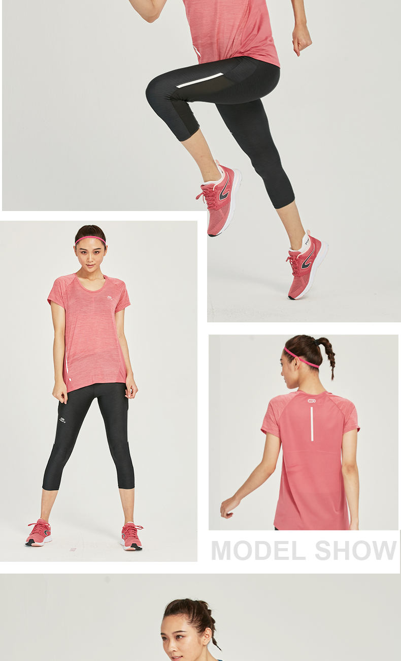Decathlon thể thao T-Shirt nữ mùa hè nhanh khô ngắn tay nửa tay kích thước lớn lỏng chạy thể dục áo sơ mi nhanh khô quần áo RUNW áo thun thể thao