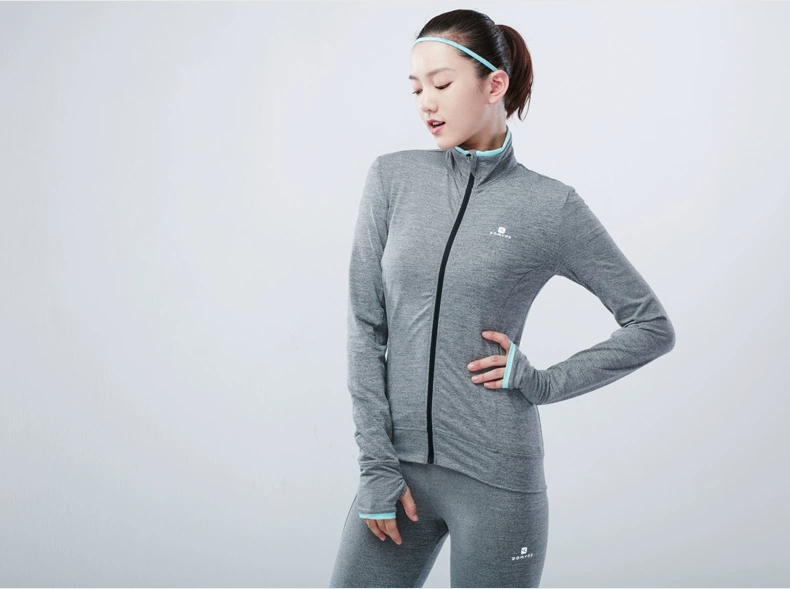 Decathlon áo khoác thể thao nữ mùa thu và mùa đông đứng cổ áo jacket slim slimming trong nhà chạy thể dục FIC CHÚNG TÔI