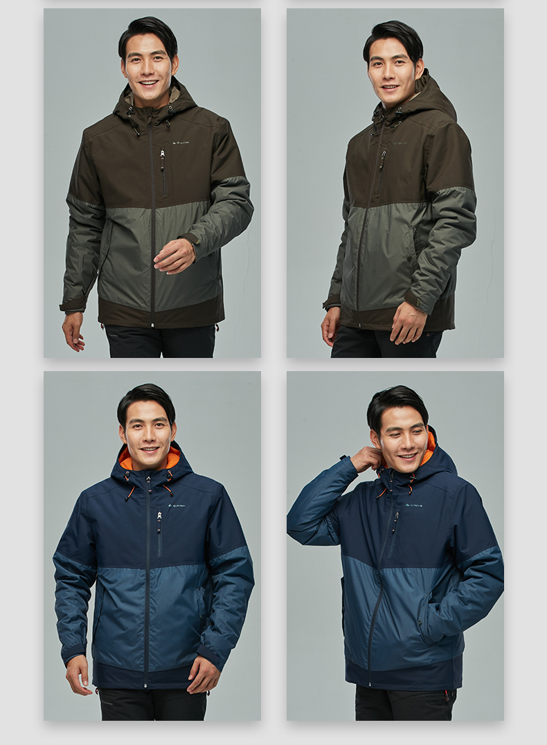 Decathlon thể thao ngoài trời bông quần áo nam giới và phụ nữ mùa đông ấm áo khoác không thấm nước trong phần dài bông áo khoác QUSH áo phao đôi