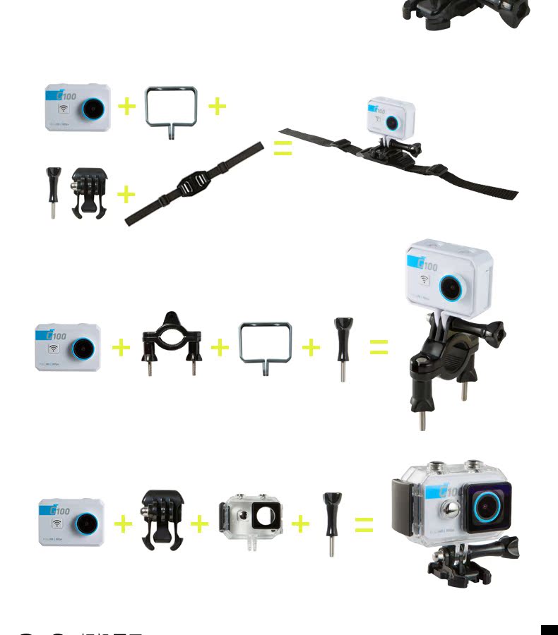 Decathlon camera ngoài trời kỹ thuật số không thấm nước camera HD thể thao nhỏ với các phụ kiện GEONAUTE G100