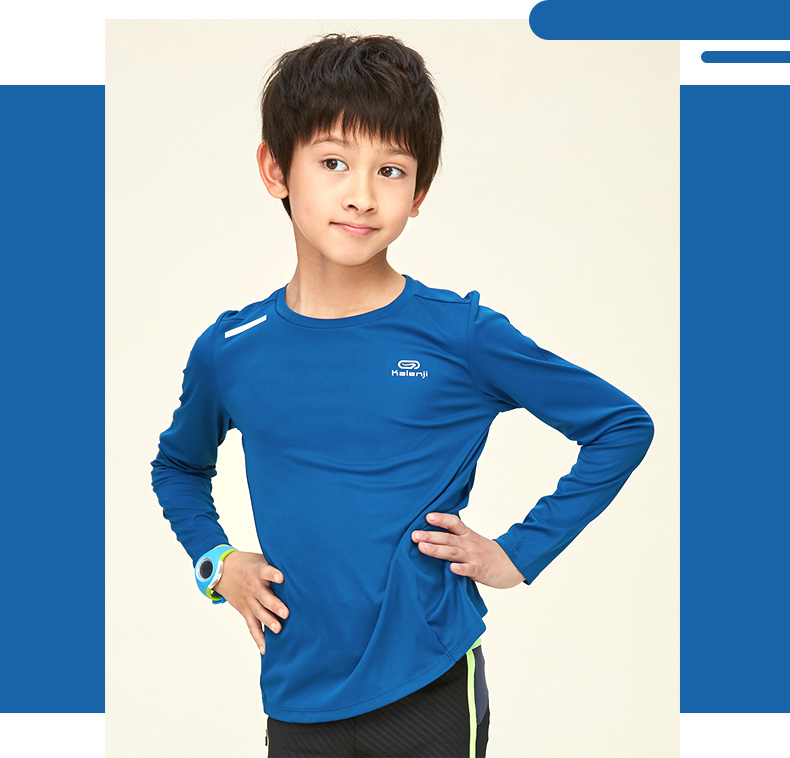 Decathlon trẻ em của t-shirts nam và nữ mùa xuân mới quần áo chống nắng chống uv nhanh khô thể thao vòng cổ RUN K