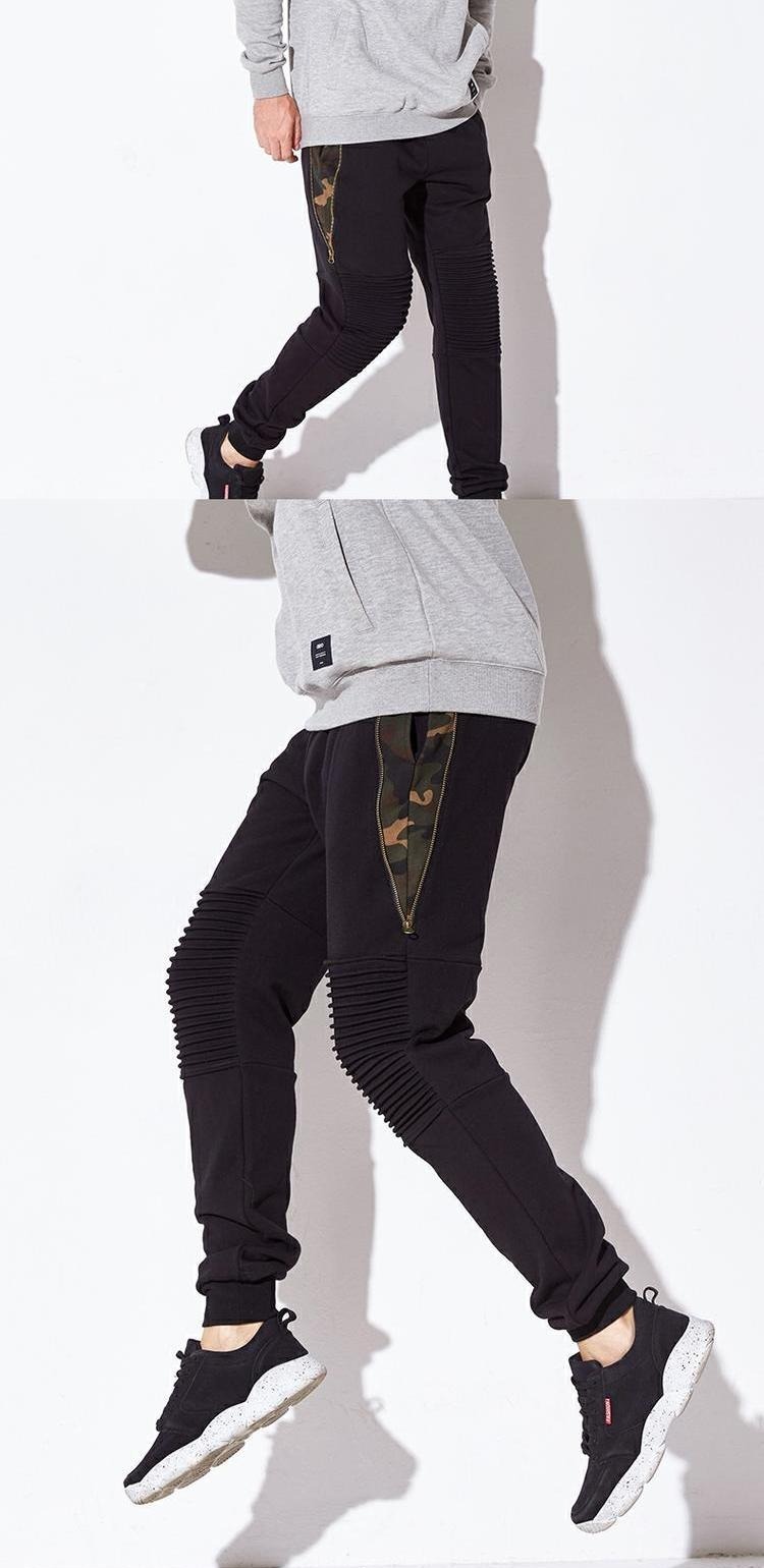 Quần nam mùa thu Slim Fit Quần âu bên dây kéo Ngụy trang Quần Harlan Quần nam - Quần Harem quần short nam harem