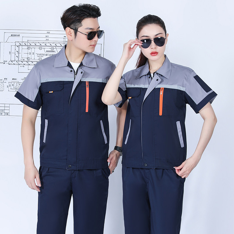 Work Clothes Suit Men's Summer Short Sleeves Steam Repair Half Sleeves Thin jacket Factory workshop Laufu uniforms Custom engineering clothes