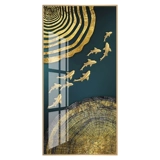 Картина прихожей, вертикальная версия, украшение прохода, фреска гостиной, подвесная картина, светлая роскошная картина с девятью рыбами, настенная живопись, хрустальная фарфоровая живопись, картина для коридора