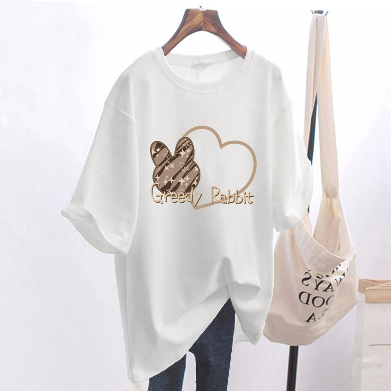 Pure Cotton Mid-Length Short-Sleeved T-Shirt for Women 2025 Summer New Style Fashionable Plus Size Loose Top That Covers the Buttocks for Women