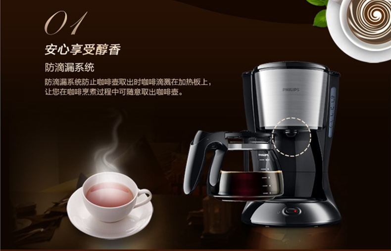 Máy pha cà phê Philips HD7435 nhỏ giọt kiểu máy pha cà phê tự động của Mỹ - Máy pha cà phê máy pha cà phê espresso