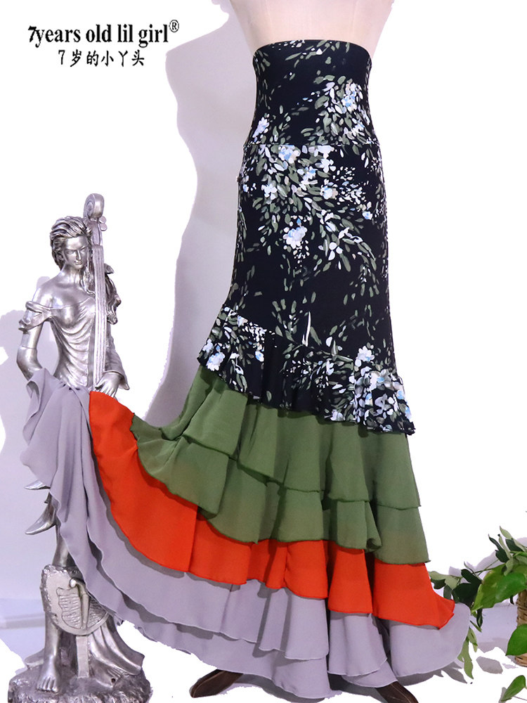 Brand hot pin Flamenco Franco Frammengofer Ramen Gorge Norwegian hemp 6 layers of lotus leaf edge skirts DTT83 -Taobao