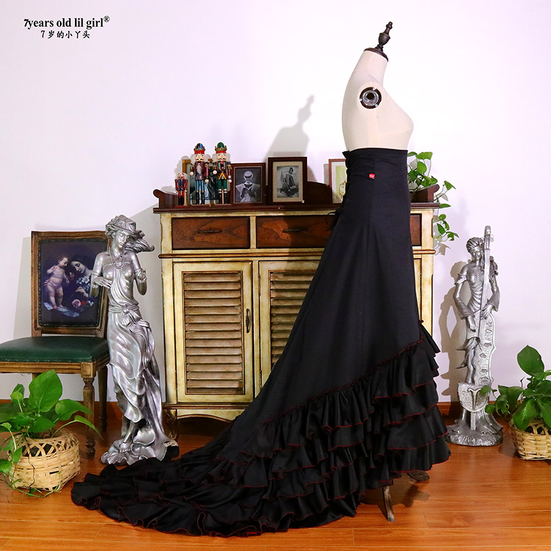 Customized flamenco long tail skirt bata performance costume Flamengo brand design hot selling CWQ01