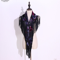 Spanish Flamenco ATS Belly Dance Hollow Three-dimensional Jacquard Feel Velvet Shawl BK402