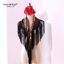 2021 New Flamenco Tribal Belly Dance Big Shawl Scarf Tassel European Flower Performance CB13