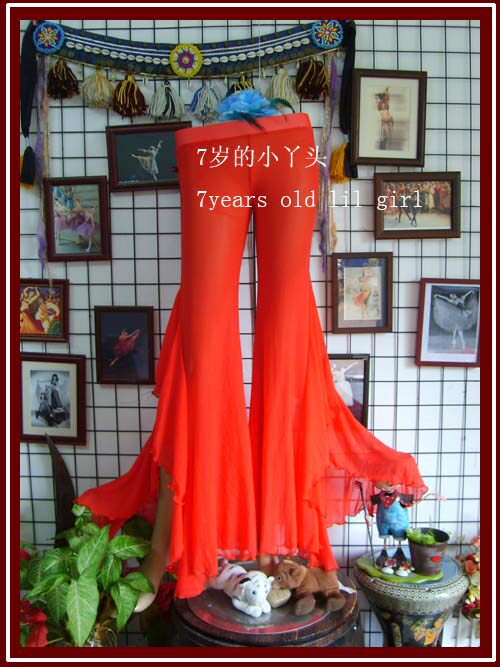 Belly Dance Brands Hot Pins Taiwan Water Yarn High Side Slits Large Lotus Leaf Side Horn Pants GC11 -Taobao