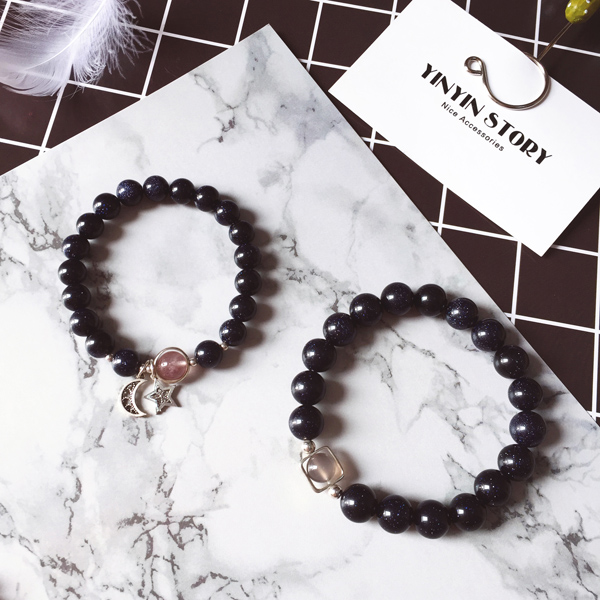 YINYIN Bản gốc. Starry Blue Sandstone Strawberry Crystal Helping Scholarship Peach Peach Lovers Lovers Sweet Gold Crystal Bracelet - Vòng đeo tay Clasp vòng cổ vàng tây nữ