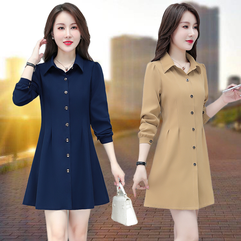 Shirt Dress for Women, Spring and Autumn 2026 New Style, Long-Sleeve Shirt for Middle-Aged Moms, Summer Mid-Length Top for Ladies Shirt Dress for Women, Spring and Autumn 2026 New Style, Long-Sleeve Shirt for Middle-Aged Moms, Summer Mid-Length Top for Ladies