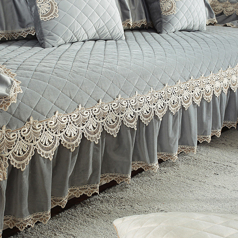 European-style high-grade thickened winter sofa cushion plush simple non-slip universal leather sofa cover chaise concubine all-inclusive custom